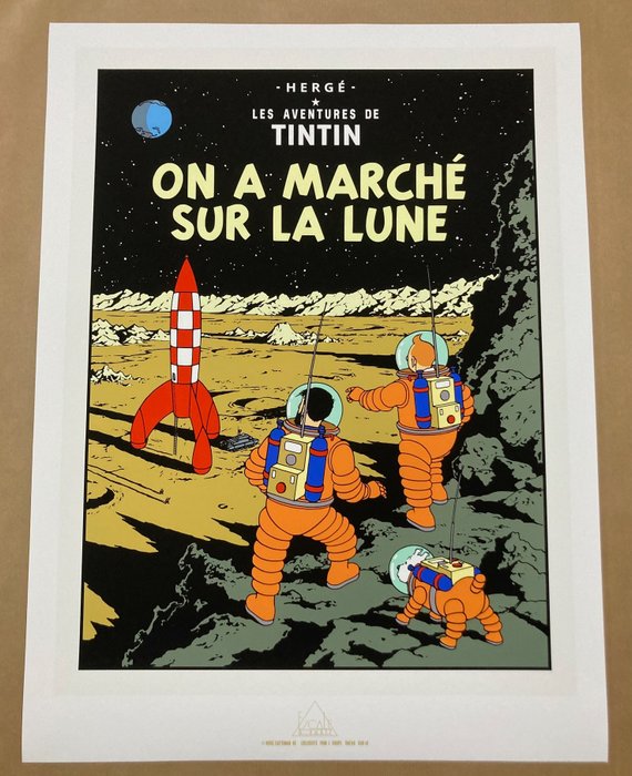 Hergé - 1 Silkscreen - Tintin - on a marché sur la lune - 1986