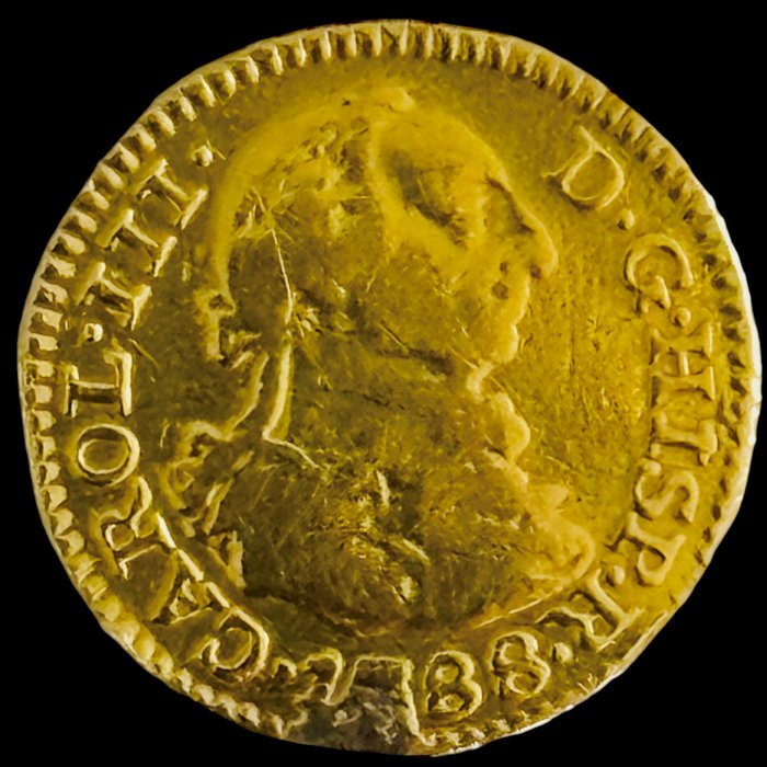 Spanien Carlos III (1759-1788) 1/2 Escudo - 1788 - Madrid - Usada como Joya - (S38-005)  (Ingen mindstepris)