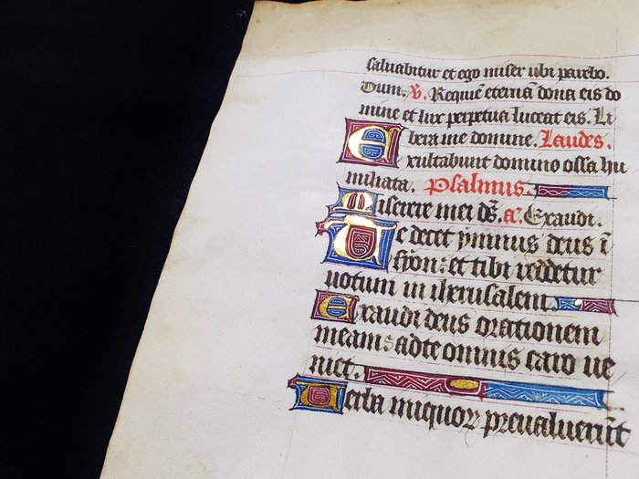 (French Atelier) - Manuscript; rare Miniated Latin Manuscript, Leaf on Vellum - XV century - 1400