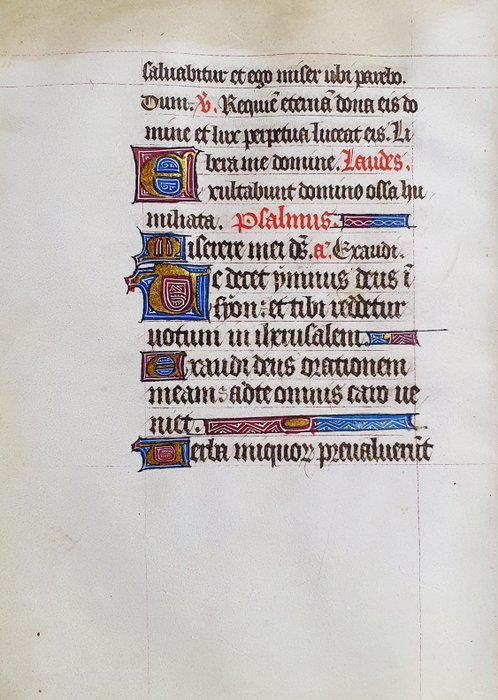 (French Atelier) - Manuscript; rare Miniated Latin Manuscript, Leaf on Vellum - XV century - 1400