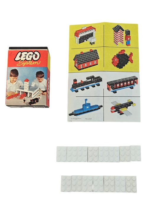 Lego - System - 219 - Set 219 witte 2x3 stenen 1957 in topstaat! Inclusief instructies flyer Zeer zeldzaam! - 1950-1960