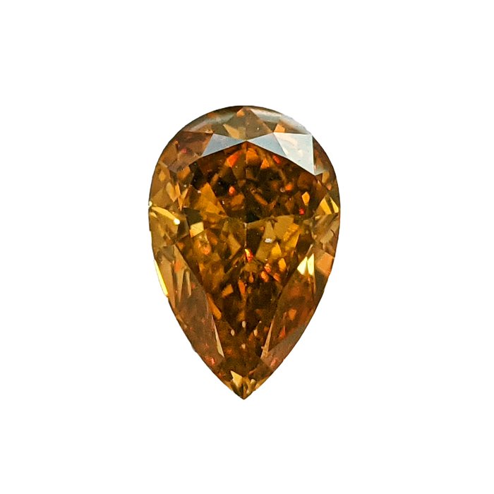 1 pcs Diamant  (Naturfarvet)  - 1.10 ct - Pære - Fancy deep Gul Orange - VS2 - International Gemological Institute (IGI)