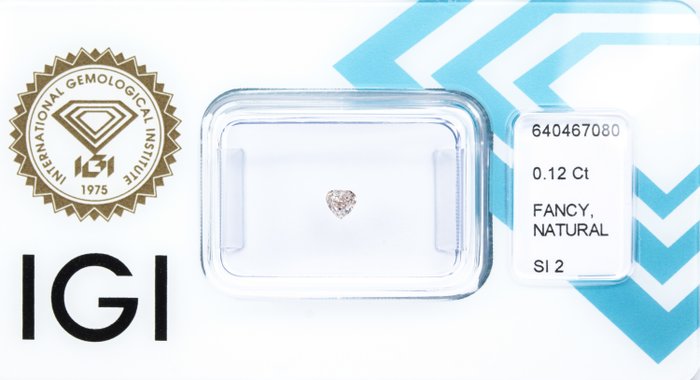 Ingen mindstepris - 1 pcs Diamant  (Naturfarvet)  - 0.12 ct - Pære - Fancy light Rosa Brun - SI2 - International Gemological Institute (IGI)