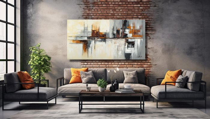 Monika Spiewak - Brown Abstract - XXL -  on Frame - Ready to Hang