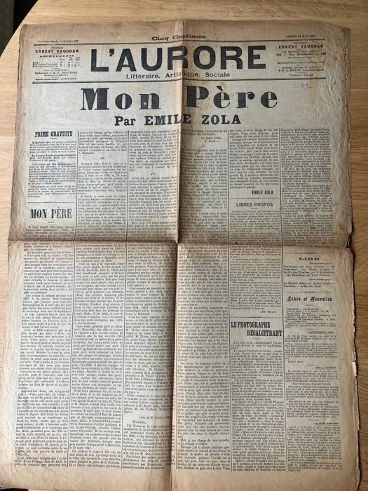 Emile Zola - Mon père / L’Aurore - 1898