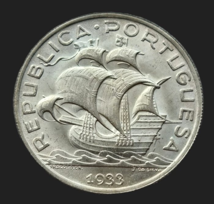 Portugal República 10 escudos 1933 - Rara