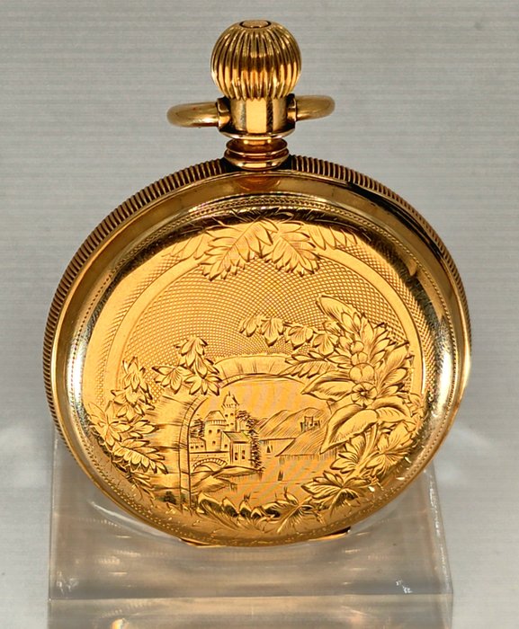 Agassiz Geneve - Komplett gravierte 14Kt. Gold Savonette - 1A Qualitätswerk - Schweiz omkring 1887