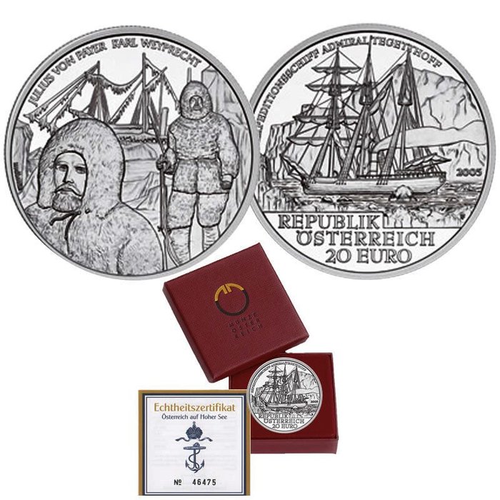 Østrig 20 Euro 2005 "Polarexpedition Tegetthoff" Proof  (Ingen mindstepris)