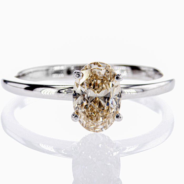 Ingen mindstepris - Forlovelsesring - 14 karat Hvidguld -  101ct tw Diamant (Naturfarvet)