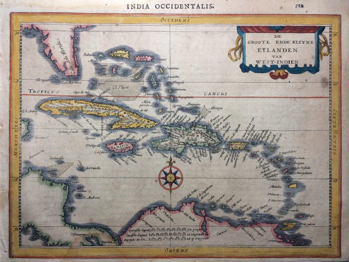 caraïben - Cube, Jamaica, Puerto Rico, Haiti; Petrus Kaerius / J.E. Cloppenburgh - De Groote ende Kleyne Eylanden van West-Indien - 1632