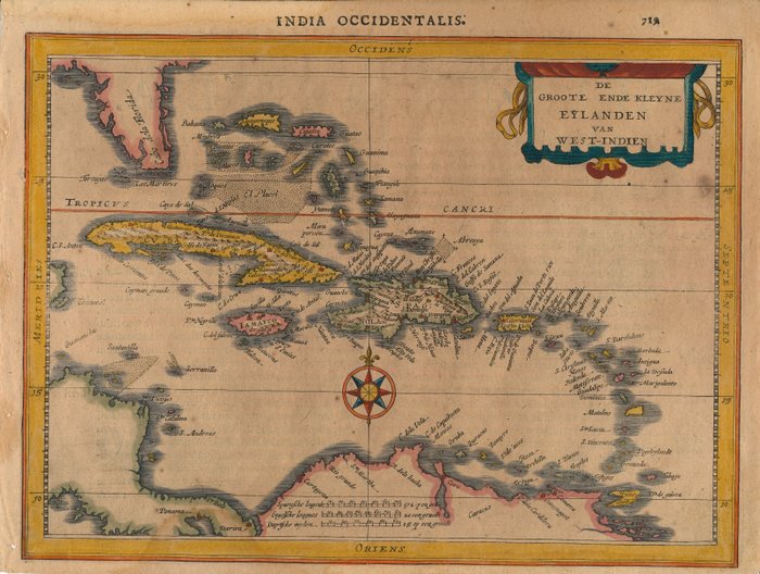 caraïben - Cube, Jamaica, Puerto Rico, Haiti; Petrus Kaerius / J.E. Cloppenburgh - De Groote ende Kleyne Eylanden van West-Indien - 1632