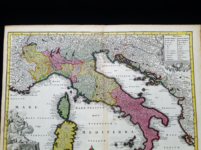 Europa - Italien / Lazio / Toscana / Sicilien / Sardinien / Rom / Milano; Matthaus Seutter - Nova Totius Italiae cum Adjacentibus Majoribus et MOnoribus Insulis Accuratissima Delineatio - 1721-1750