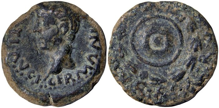 Hispania, Colonia Romula. Tiberius (AD 14-37). Semis 14-36 AD. Sevilla. PERM. AVG. COL. ROM. Scarce