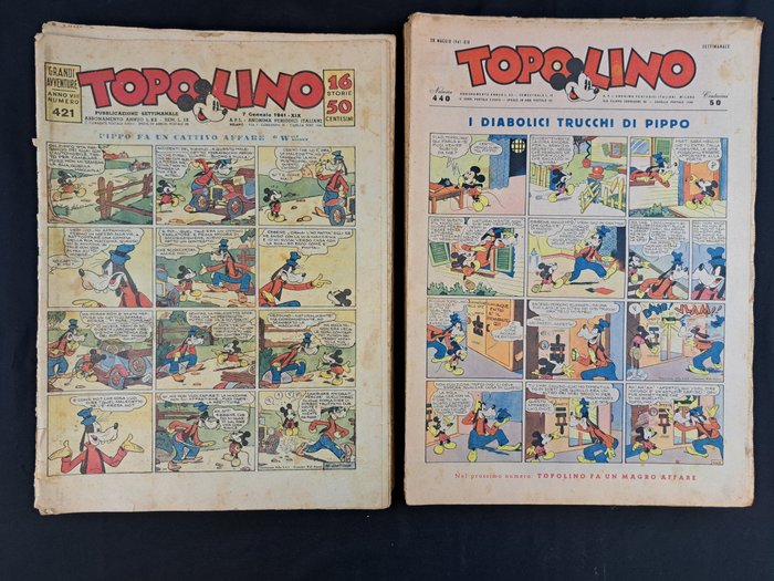 Topolino Giornale nn. 421/479 - 1941 Completa - 58 Comic - Første udgave