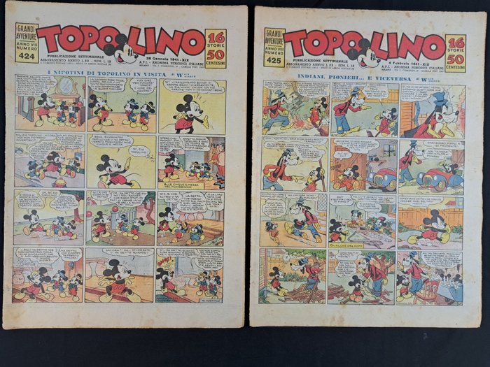 Topolino Giornale nn. 421/479 - 1941 Completa - 58 Comic - Første udgave