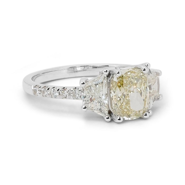 Ring - 18 kraat Hvidguld -  2.28ct. tw. Gul Diamant (Naturfarvet) - Diamant