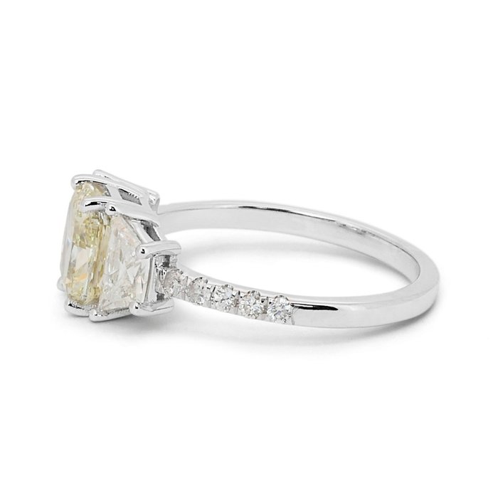 Ring - 18 kraat Hvidguld -  2.28ct. tw. Gul Diamant (Naturfarvet) - Diamant