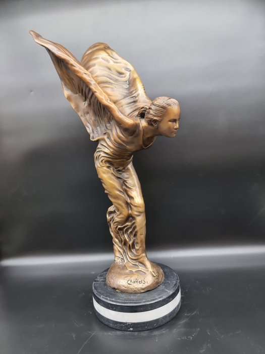 Statue, Bronze XL Rolls Royce - Flying Lady Emily - Spirit of Ecstasy - 65 cm - Bronze, Marmor