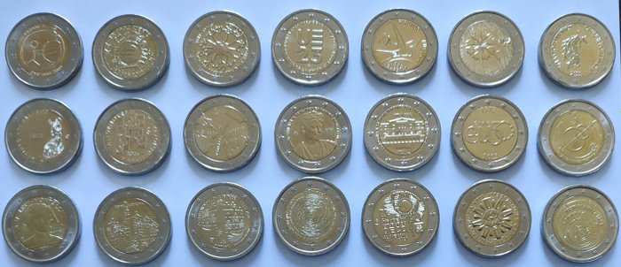 Europa. 2 Euro 2009/2024 (21 monnaies)  (Ingen mindstepris)