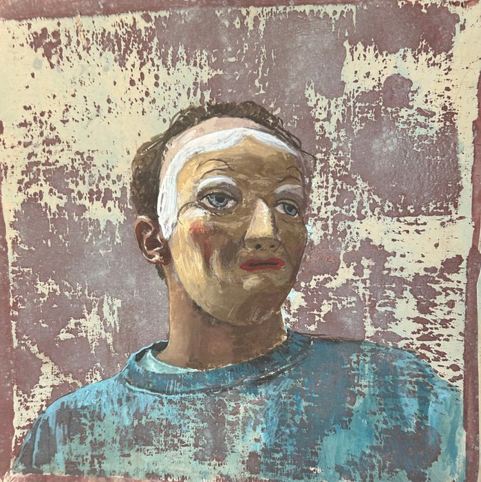 Bernard Gout (1952) - Autoportrait avec masque de sorcier