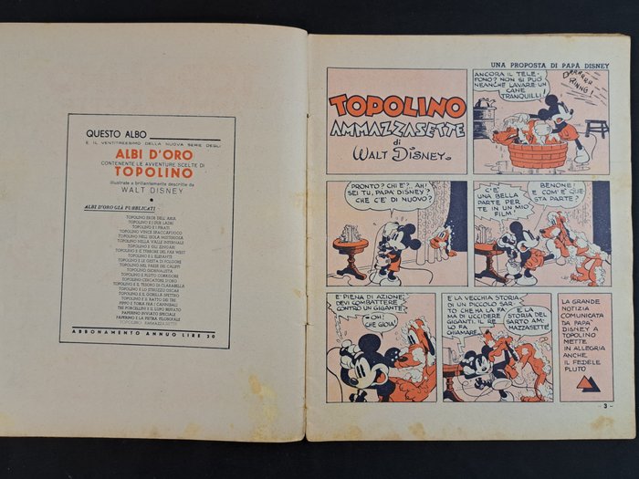 Gli Albi d'Oro n. 23 - Topolino Ammazzasette - 1 Comic - Første udgave - 1938