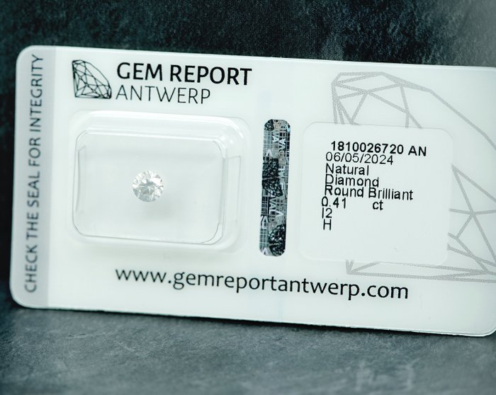 1 pcs Diamant  (Natur)  - 0,41 ct - H - I2 - Gem Report Antwerp (GRA)