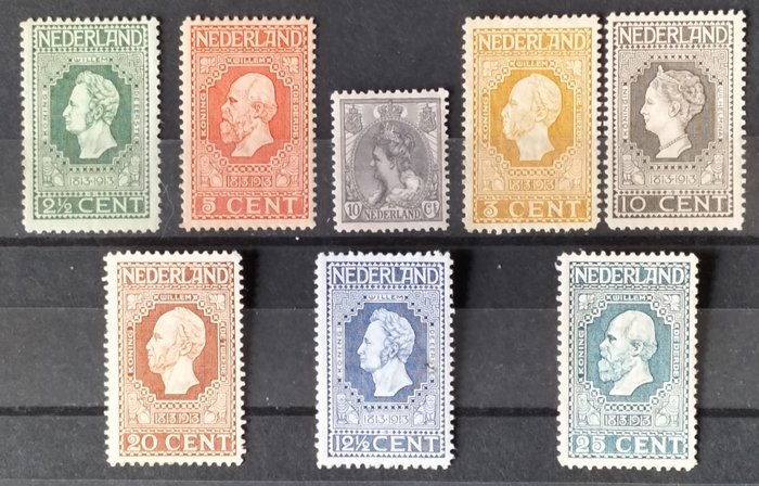 Holland 1913/1922 - Wilhelmina bred blonde - 100 års uafhængighed - NVPH 81 + 90-96