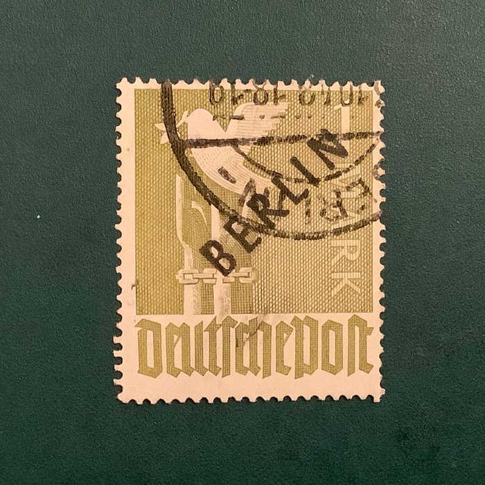 Berlin 1948 - 1 Mærke sort print med pladefejl bøjet N - vægfri godkendt Eliades BPP - Michel 17c VII