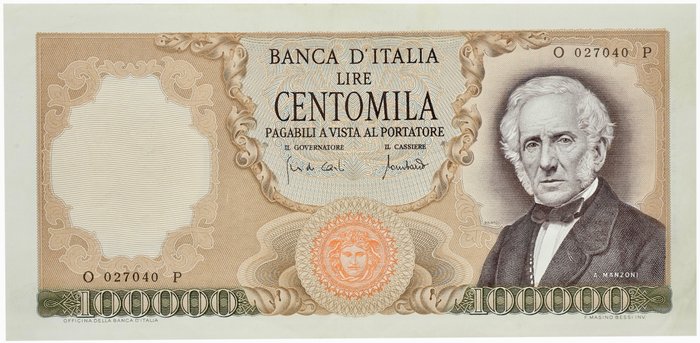 Italien. - 100.000 Lire 19/07/1970 "Manzoni" - Gigante BI 82B2; Pick 100b