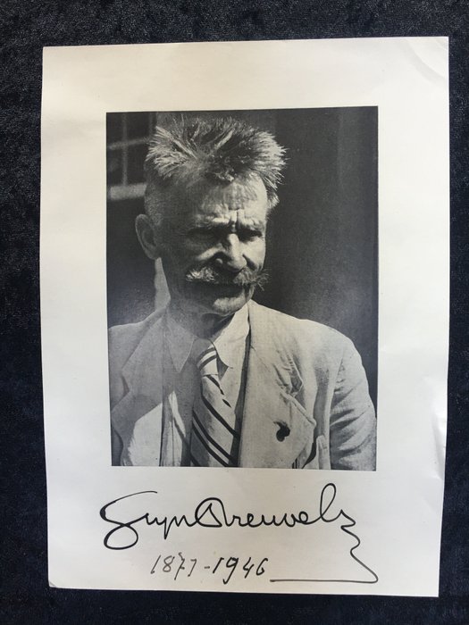 Stijn Streuvels - Gesigneerde prent met foto van Stijn Streuvels - 1946