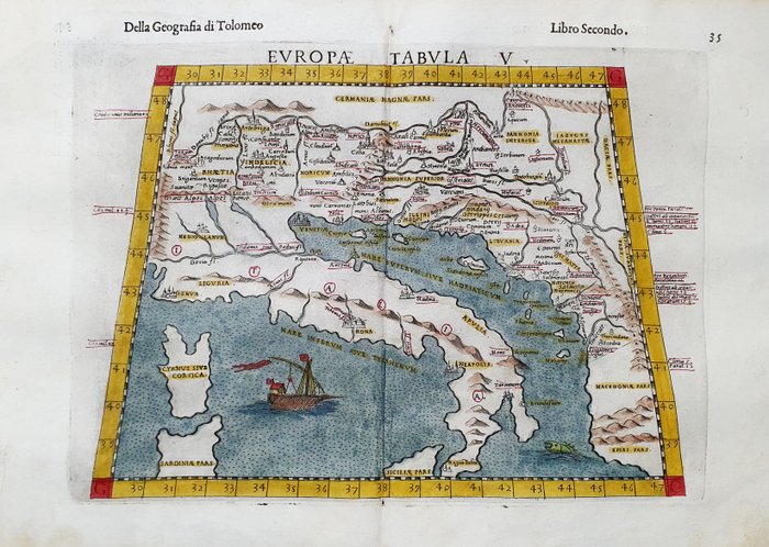 Europa - Italien, Dalmatien, Kroatien, Istrien, Slovenien; Rosaccio / Magini / Tolomeo - Europa Tabula V - 1581-1600