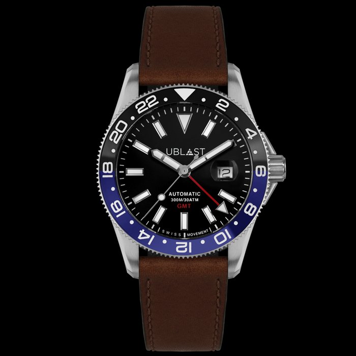 Ublast - Royal GMT Professional 30 ATM - UBRG44BBK/PLM - Automatic Swiss MOVT - Ingen mindstepris - Mænd - Ny