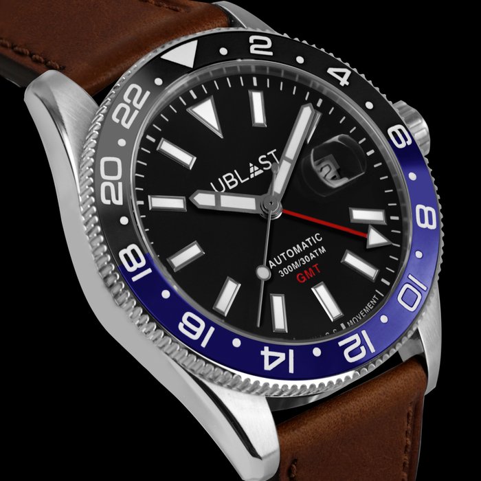 Ublast - Royal GMT Professional 30 ATM - UBRG44BBK/PLM - Automatic Swiss MOVT - Ingen mindstepris - Mænd - Ny