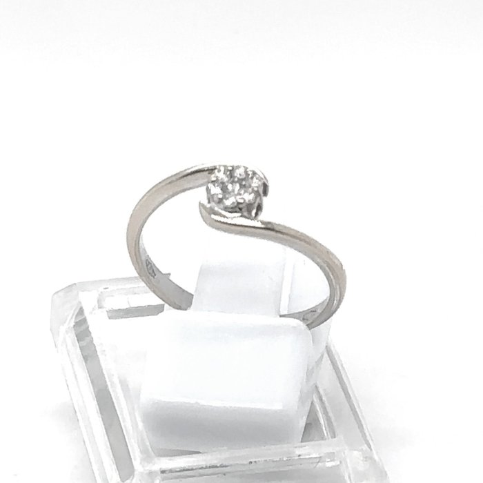 Ring - 18 kraat Hvidguld -  0.15ct. tw. Diamant (Natur)  - Diamant - Moderne Unik Ring Dia