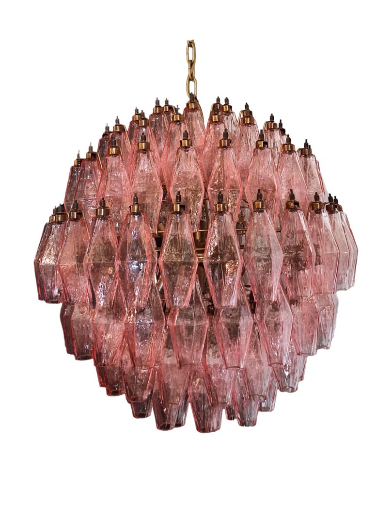 Murano lysekrone - Poliedri - 140 glas - Rosa Mat guld uden patineringâ¨