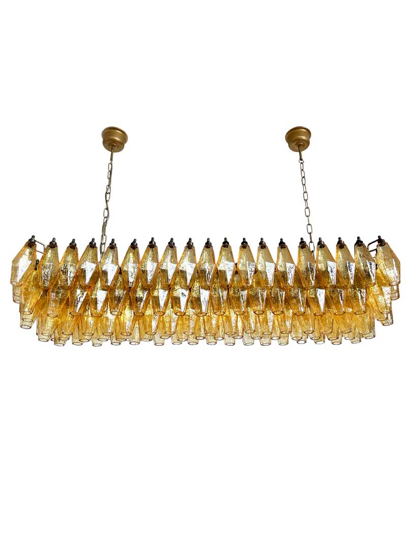 Murano Lysekrone - Poliedri - 138 glas - Rav Mat guld patineret