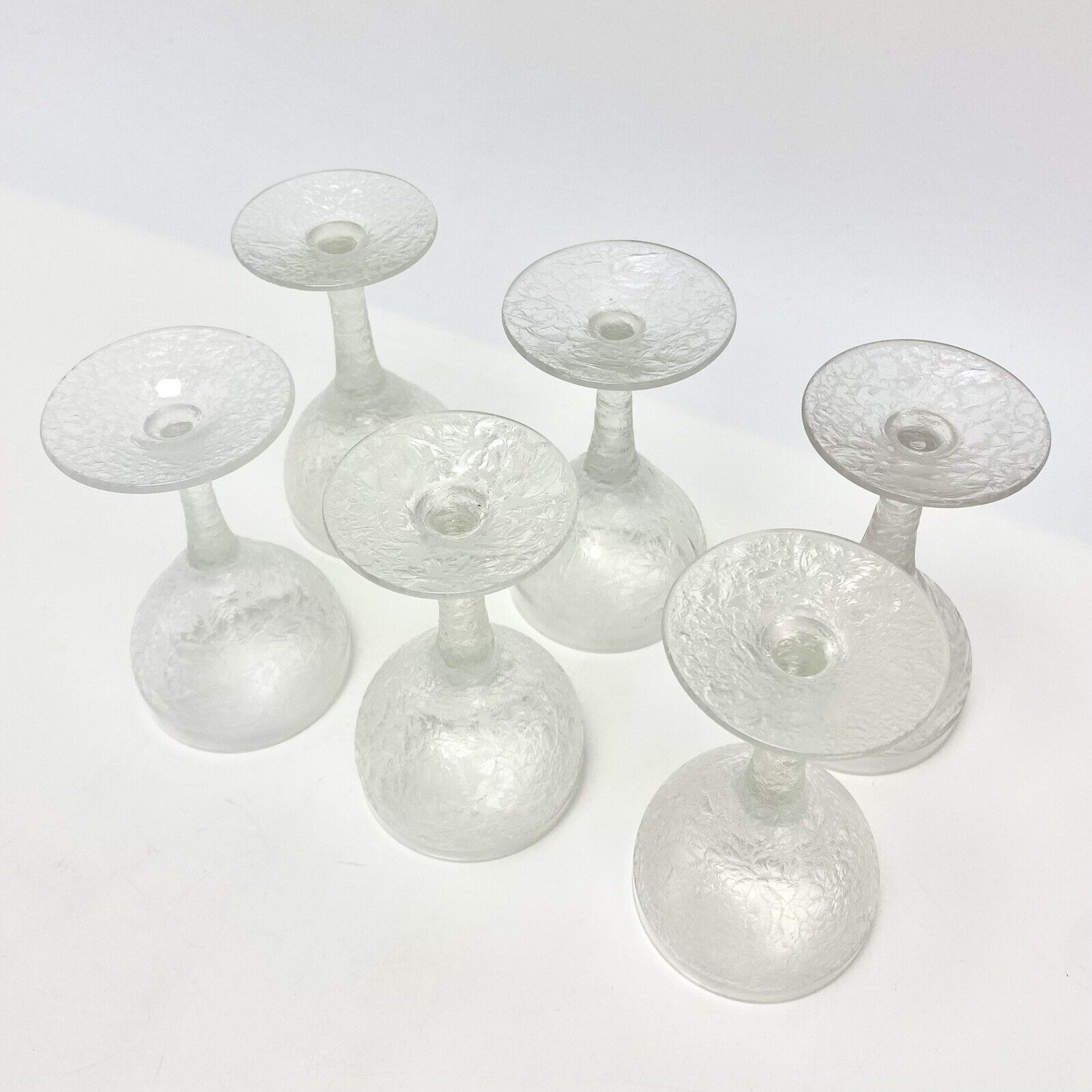 6 Vtg Art Deco 1930s Cocktail Glasses Ice Crystal Isblomst Design Jacob E Bang