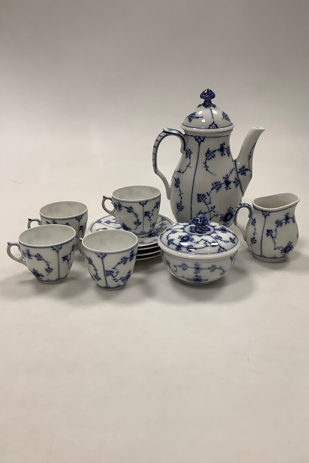 Royal Copenhagen Blue Fluted Plain Doll Coffee Set No 2304 2305 2306 and 2308