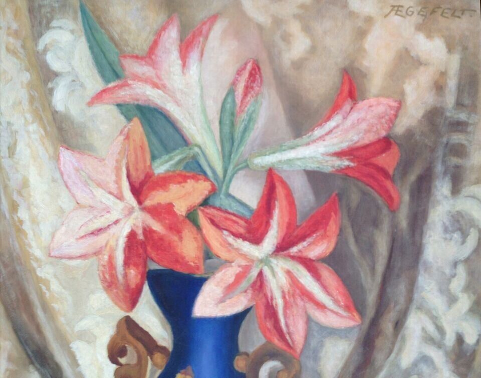 Amaryllis in a Blue Porcelain Vase