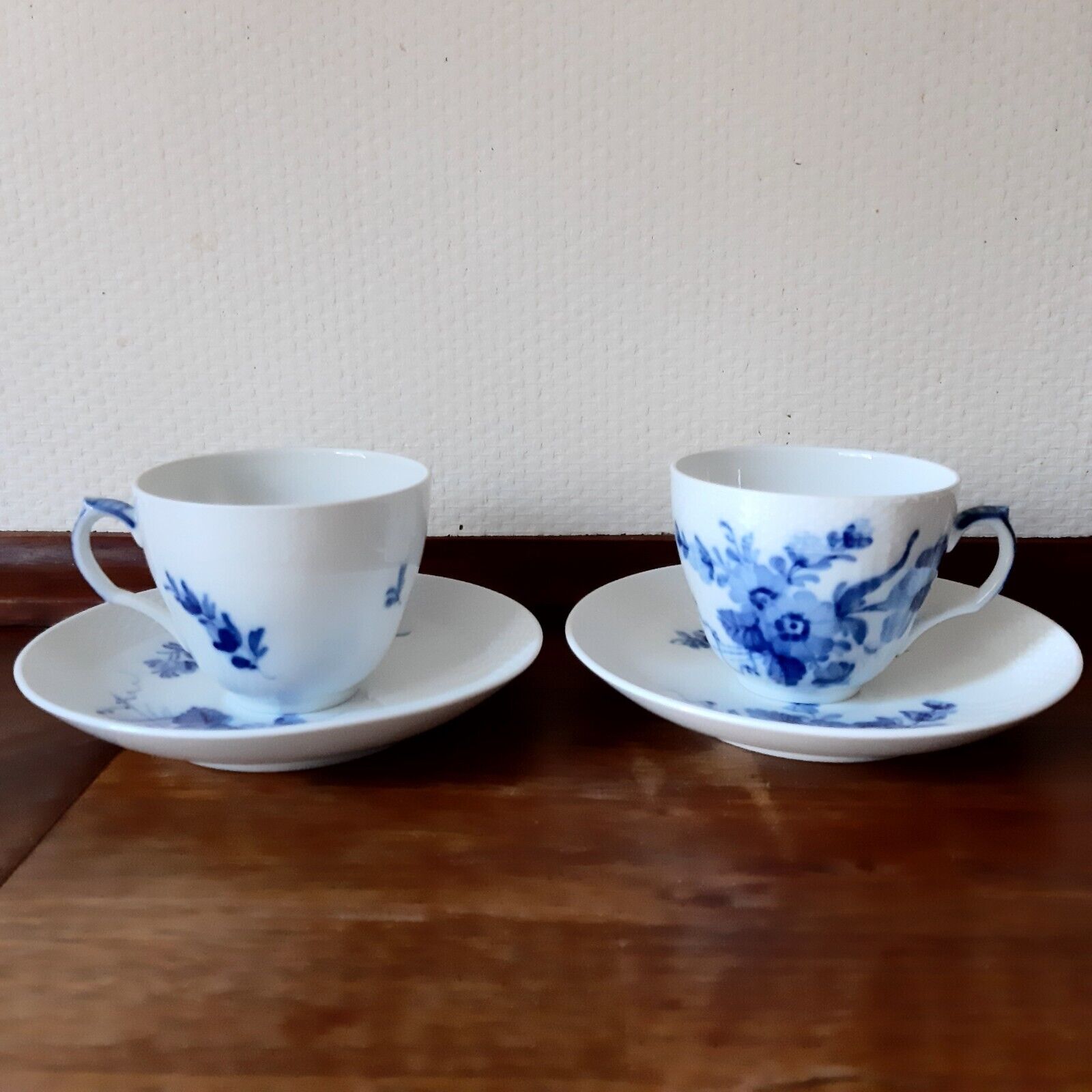 2 x COFFEE SETS BLUE FLOWER CURVED # 10- 1870 Royal Copenhagen 1969-74 Fact 1st