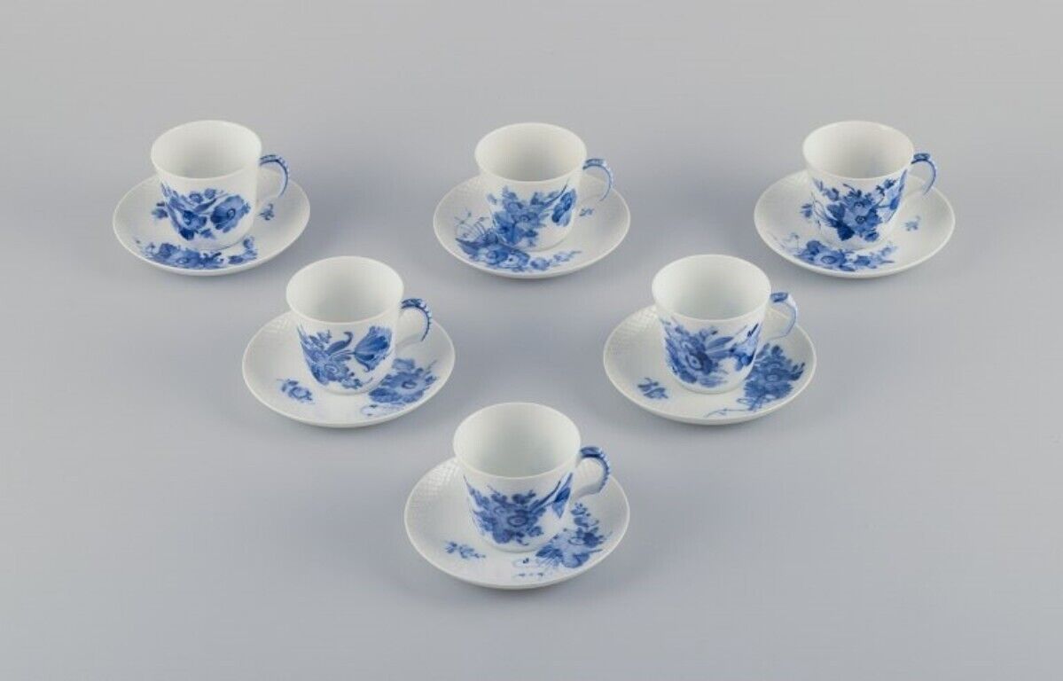 Royal Copenhagen Blue Flower Curved Set of six coffee cups with saucers