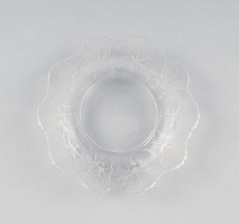 Lalique bottle tray in clear art glass with flower decoration Approx 1980