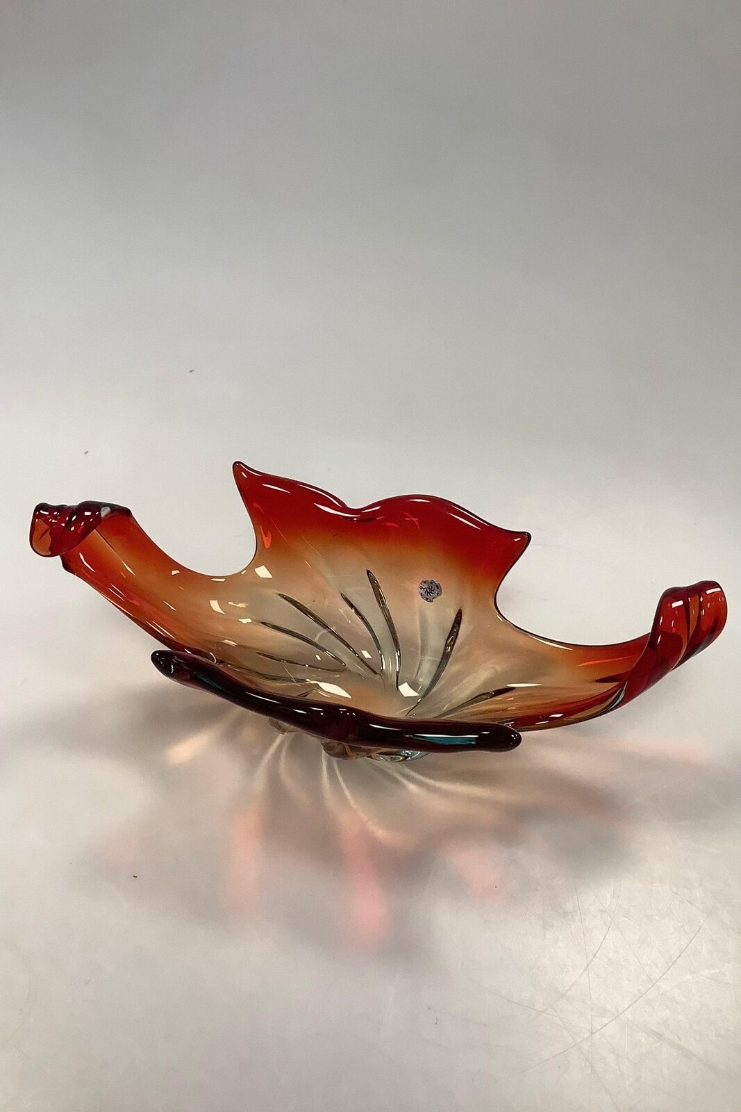 Large Red Murano Art Glass Bowl Italy