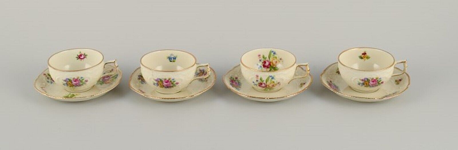 Rosenthal Germany "Sanssouci" Four porcelain mocha cups with saucers