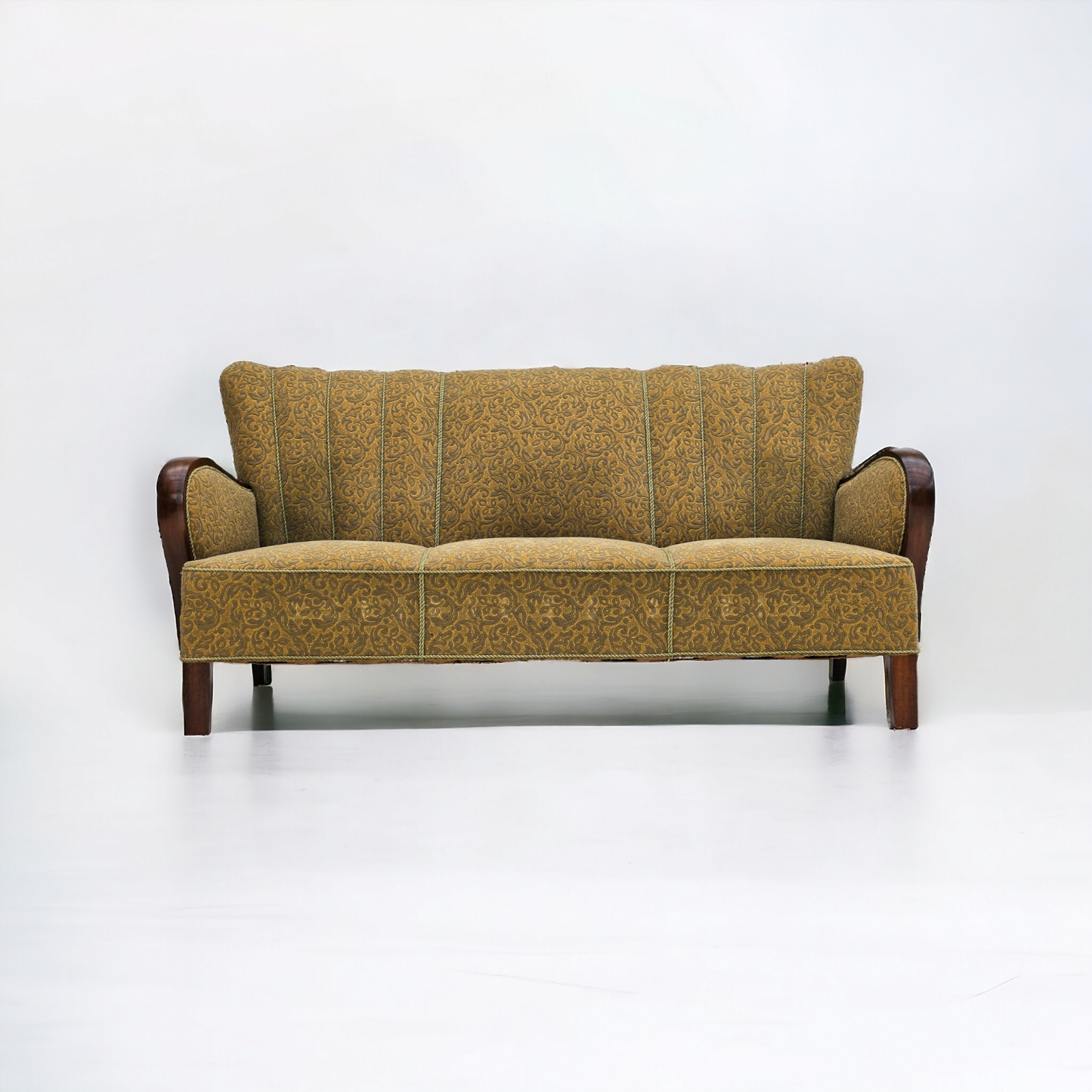 1950-60s Danish 3-seater sofa original condition cotton/wool beech wood