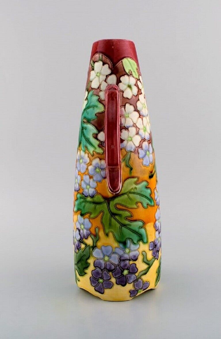 Large antique Art Nouveau vase with handles in glazed ceramics