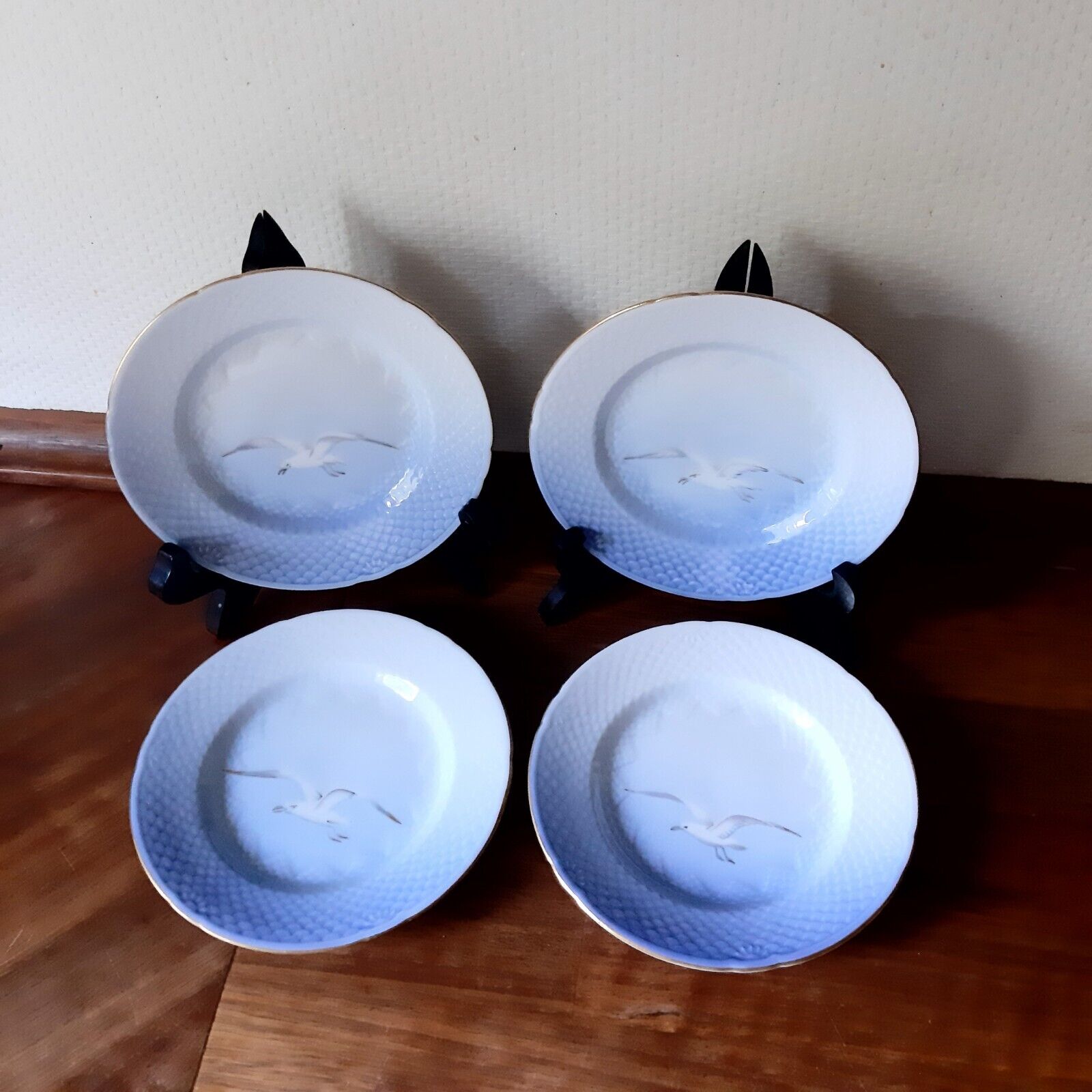 4 Cake Plates 1948-1952 SEAGULL w GOLD Bing  Grondahl Royal Copenhagen Fact 1