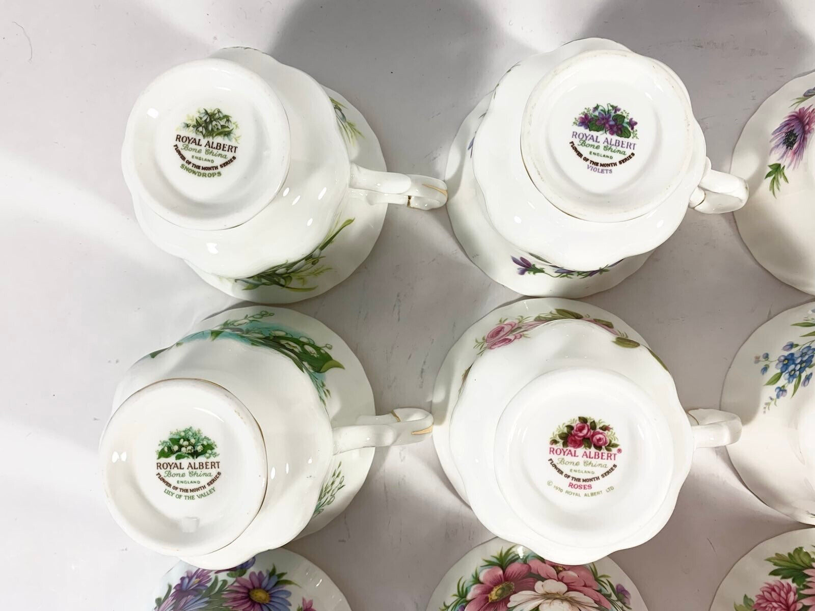 24x Royal Albert Flowers Of The Month Coffee Cup  Saucer With Plates Full Set