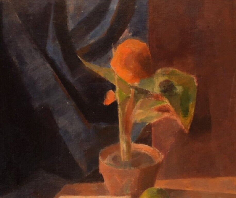 Lars V Swedish artist Oil on board Modernist still life Dated 1945