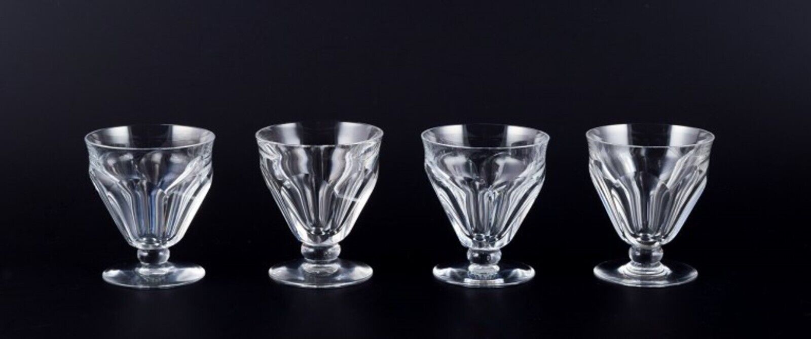 Baccarat France Set of four Art Deco white wine glasses in crystal glass